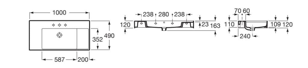 Керамическая подвесная прямоугольная раковина Roca Inspira ARCH-00044818 - Вид №6