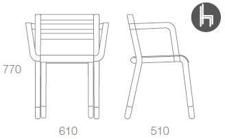 Albaplus Кресло на четырех ножках с подлокотниками из ясеня Socks sun-id-1480969 - Вид №4
