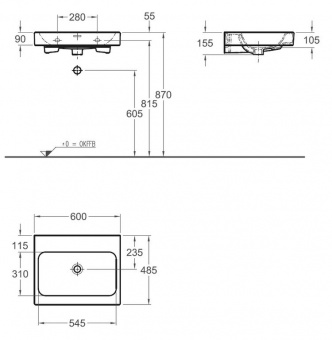 124063000 Накладная раковина на столешницу  прямоугольная Arbi  - Вид №2