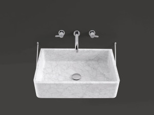 Прямоугольная подвесная раковина из каррарского мрамора