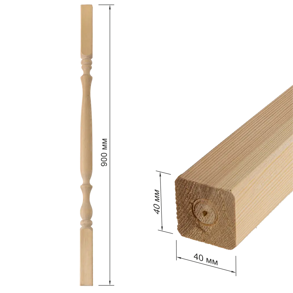 Балясина массив хвоя сорт Экстра Яблоко 40x40x900 мм Santreyd STLM-2073568 - Вид №5