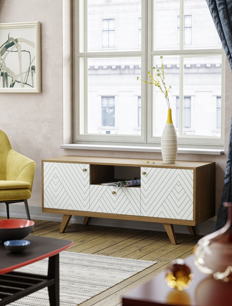 Тумба под телевизор с ящиком черная Thimon THE IDEA  210239 Черный  - Вид №2