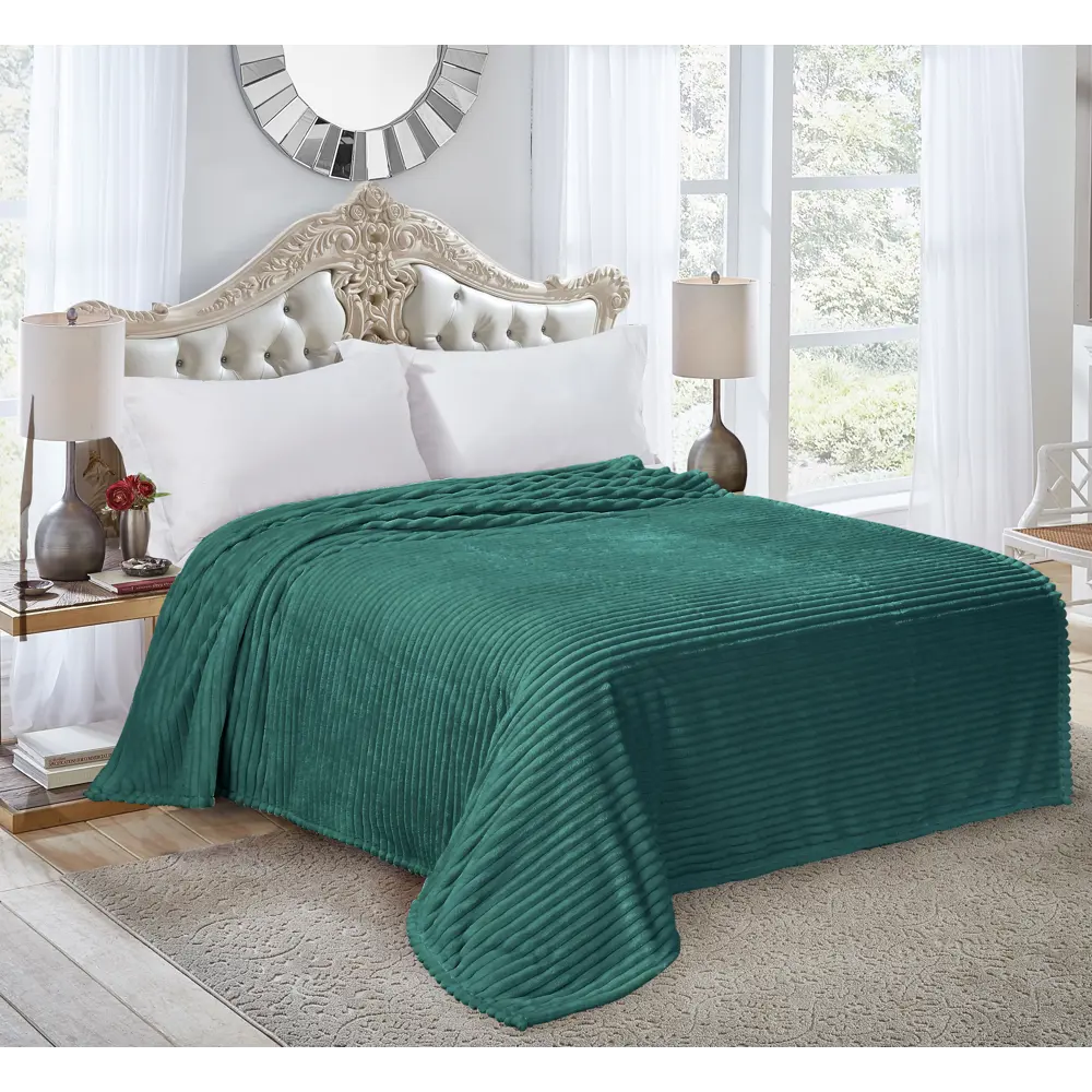 Плед Strips 150x200 см велсофт цвет изумрудный Santreyd STLM-2062271 - Вид №3