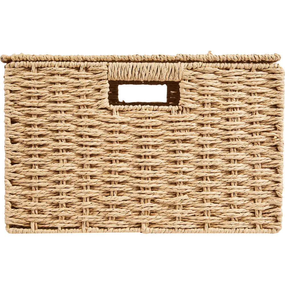 Корзина с крышкой для хранения 45x21x33 см бумага цвет бежевый SPACEO Kub STLM-2198218 - Вид №4