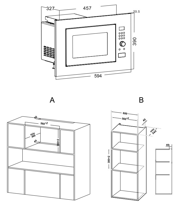 9292303 Встраиваемая микроволновая печь Hotpoint MF20G BL H черный STDN-0103767 - Вид №11