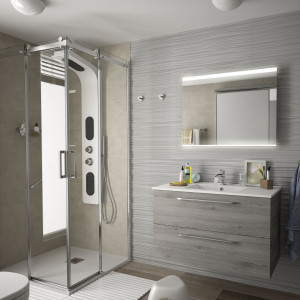 26580 SALGAR Мебель для умывальника FUSSION CHROME 900 2 ящика BAY PINE 897 x 540 x 450 мм Лавровая сосна