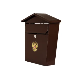 Почтовый ящик Домик герб, металл, цвет коричневый