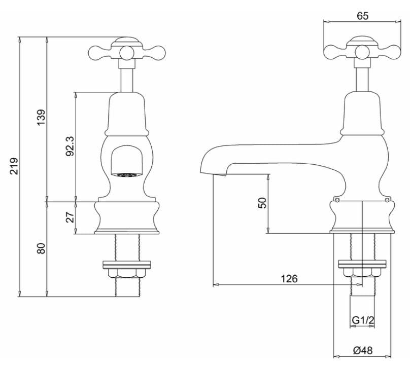 Смеситель для раковины с 2 отверстиями Burlington CLAREMONT REGENT ARCH-00153369 - Вид №6