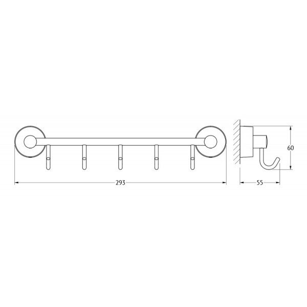 Держатель с 5-ю крючками 30 см FBS (Чехия) NOS 026 sun-id-561280 - Вид №1