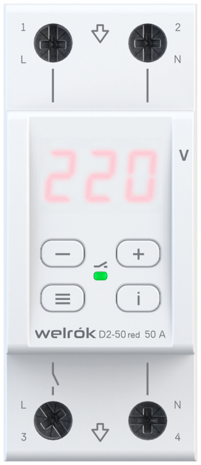 Реле напряжения Welrok D2-50 красное - защита электрооборудования 88016206