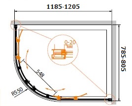 Душевой уголок CEZARES RELAX-RH-2-120/80-P-Bi - Вид №1