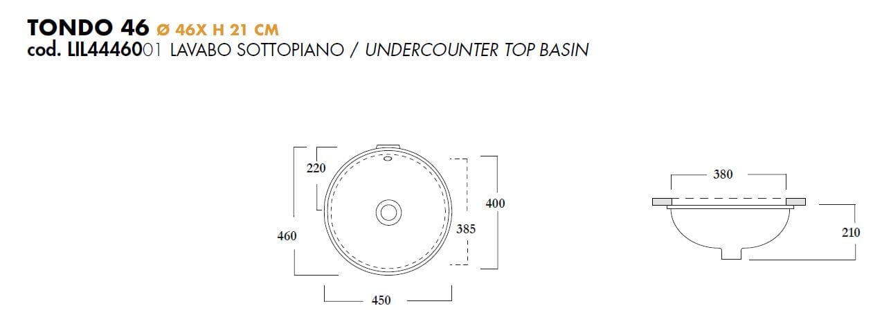 Керамическая круглая раковина для раковины Olympia Ceramica TONDO 46 ARCH-00111241 - Вид №3