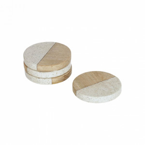 092399 Набор из 4-х подставок дерево и терраццо La Forma Augustine