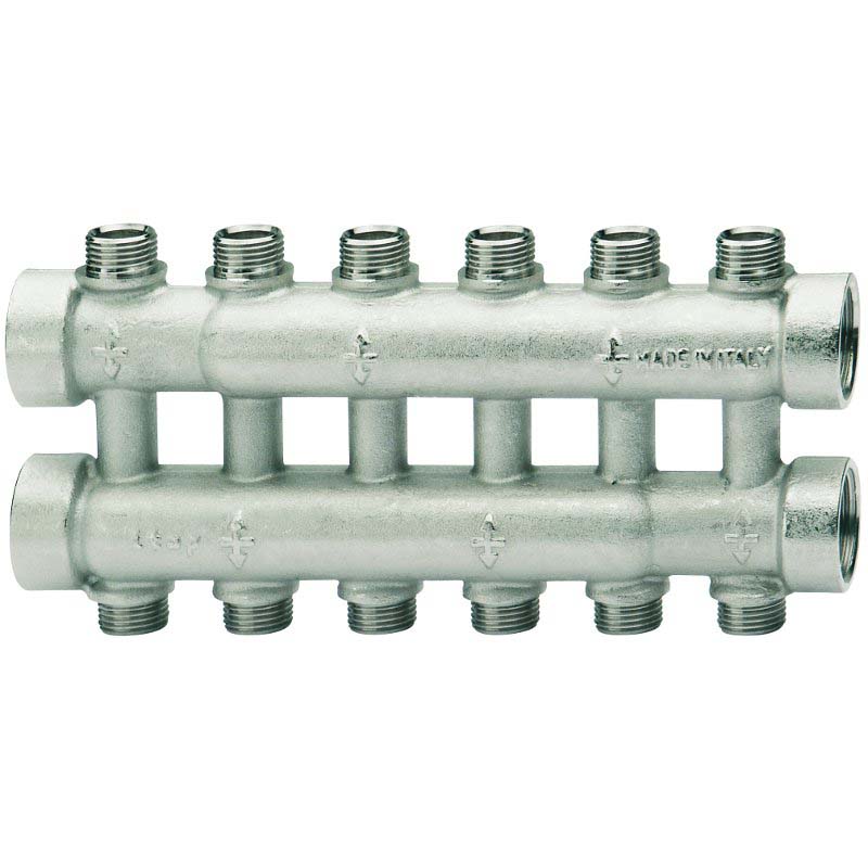 Коллектор ВВ 3/4" с вентилями сдвоенный никелированный ITAP 4 выхода 1/2"Н 38мм 885344