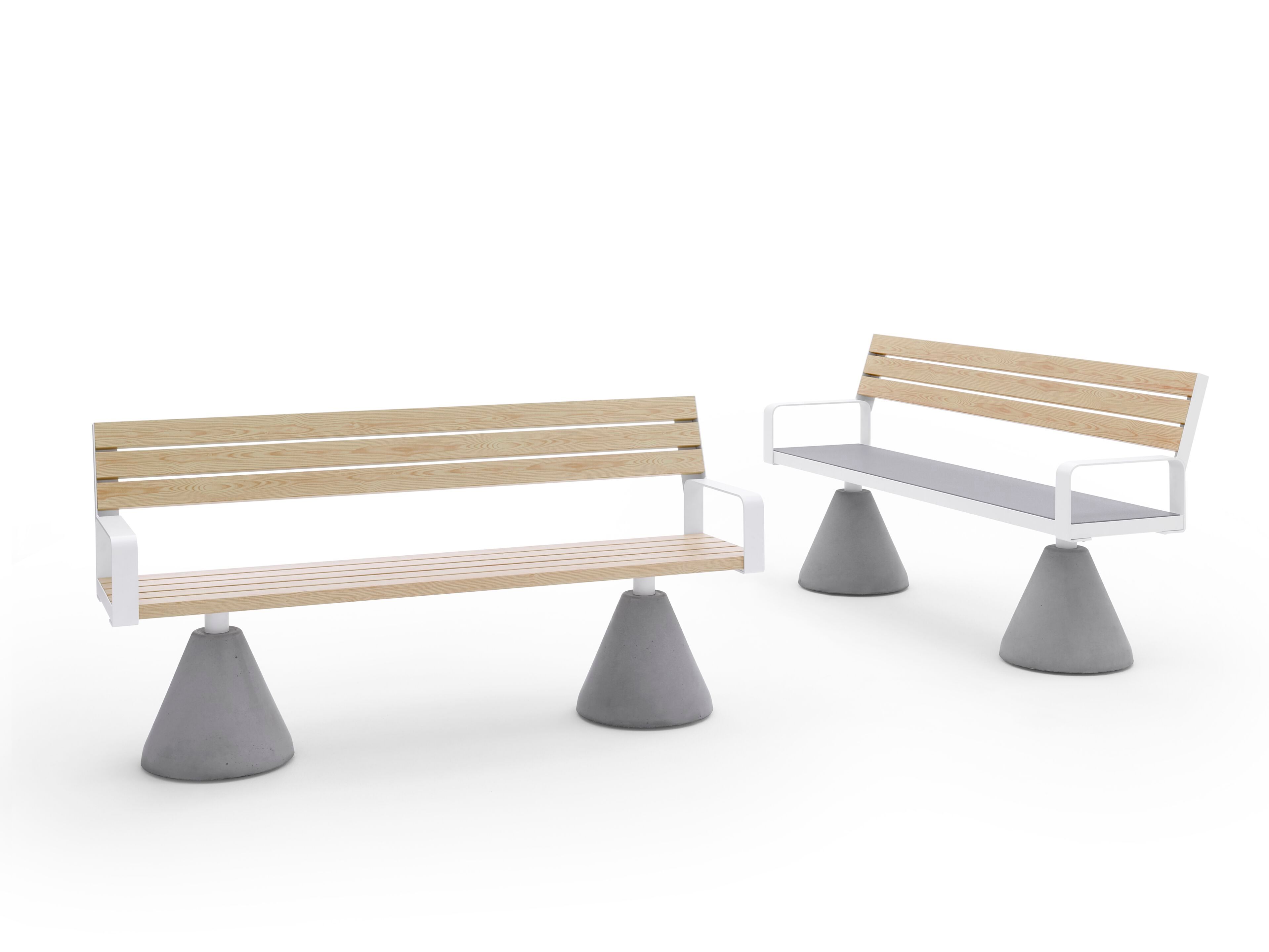 Алюминиевая скамья со спинкой и коническим основанием Urbantime Вечнозеленый.040 ARCH-00051312