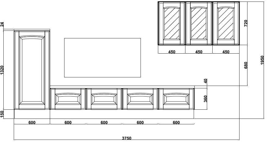 Cucine Lube Лакированная стенка для хранения из массива дерева Veronica Lv 03 - Вид №1