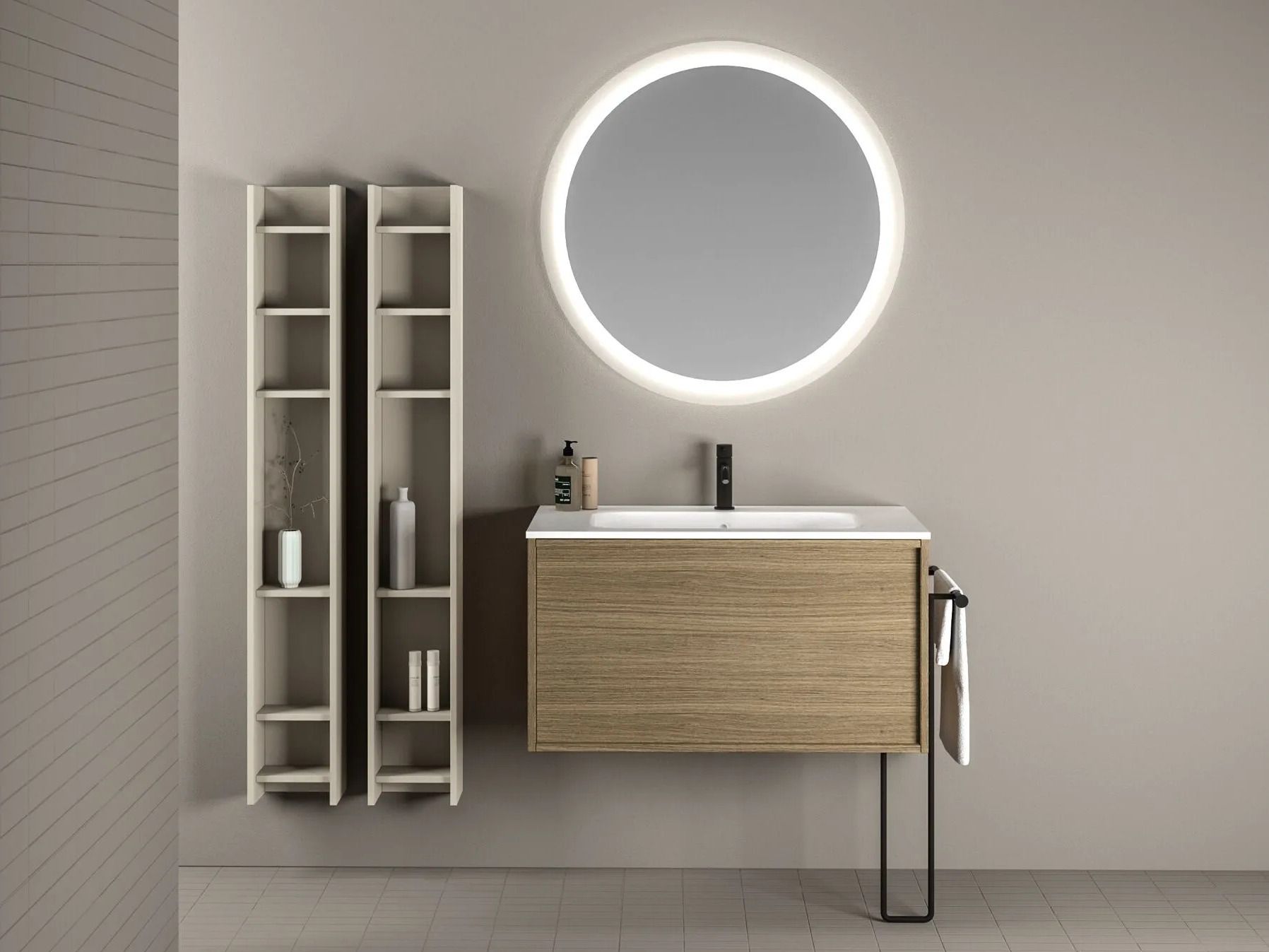 Шкаф для раковины из дуба с зеркалом STOCCO Loop 51 ARCH-00113255