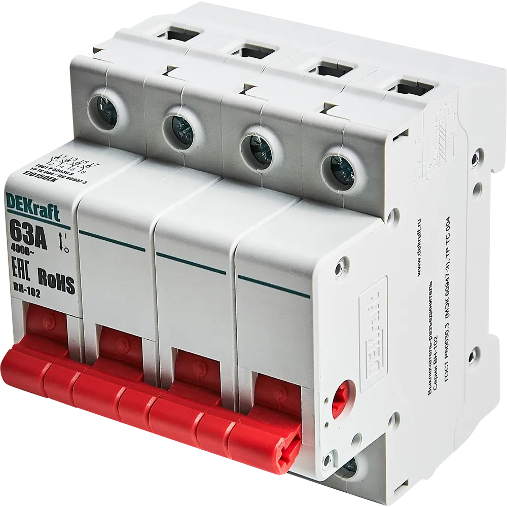 Автоматический выключатель DEKraft ВН-102 4P 63А для надежной защиты электросетей 88460957