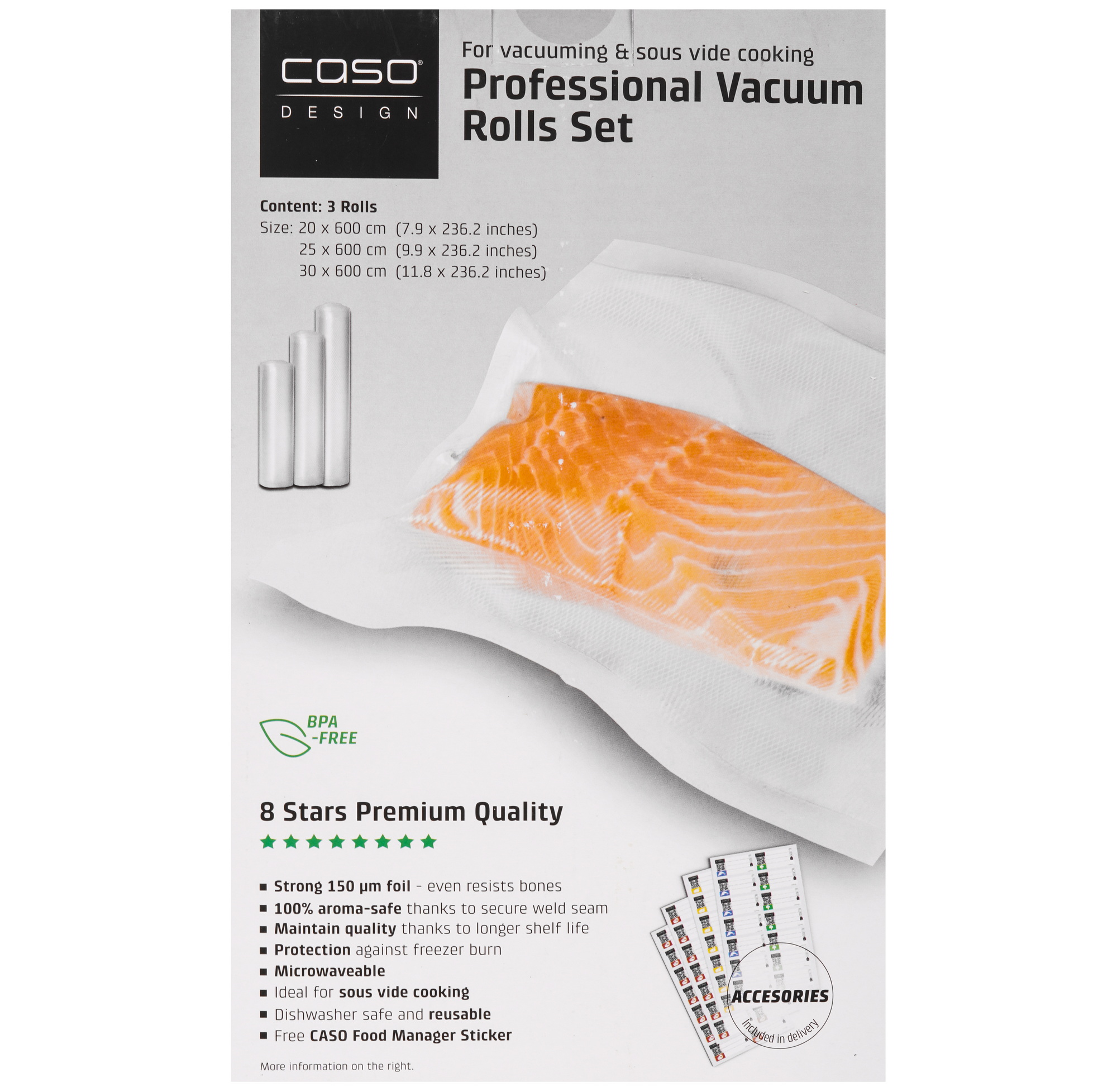 9297254 Набор рулонов для вакуумного упаковщика CASO 7 Sterne 20/25/30*600 STDN-0009311