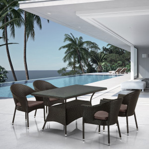 T198A/Y97B-W53 4Pcs Brown Комплект плетеной мебели T198A/Y97B-W53 4 Pcs Brown Afina