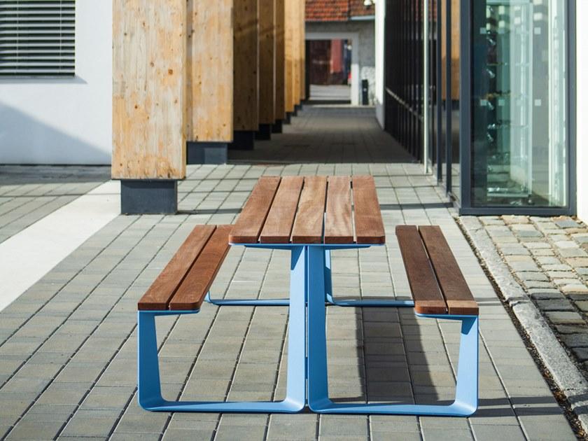 mmcité1 Стол для пикника из оцинкованной стали со встроенными скамейками sun-id-1407768 - Вид №1