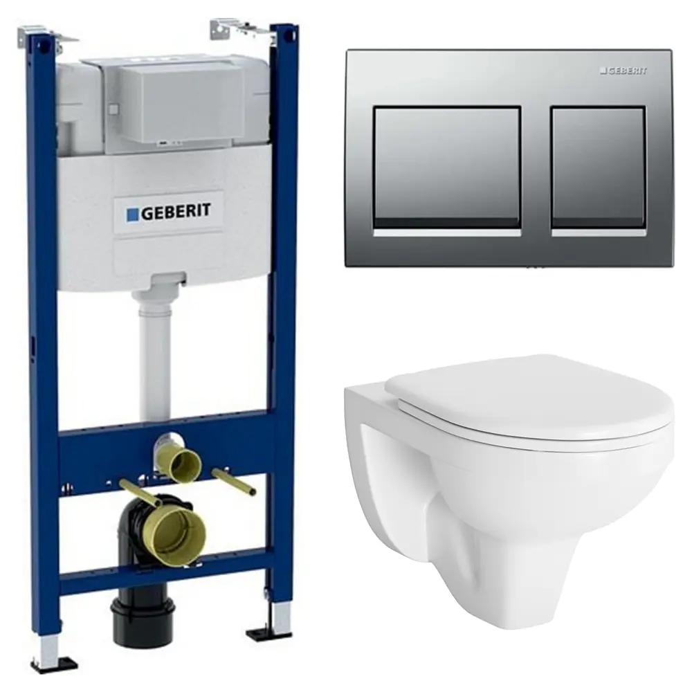 Комплект инсталляции Geberit Alpha с ободковым унитазом Damixa Jupiter клавиша Geberit Alpha хром STLM-2180107