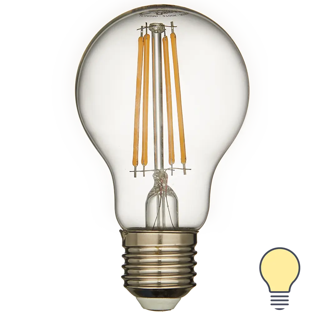 Лампа светодиодная филаментная Osram Superstar Classic A E27 220 В 7 Вт груша прозрачная 806 лм жёлтый свет для диммера 82455737 STLM-2074006 