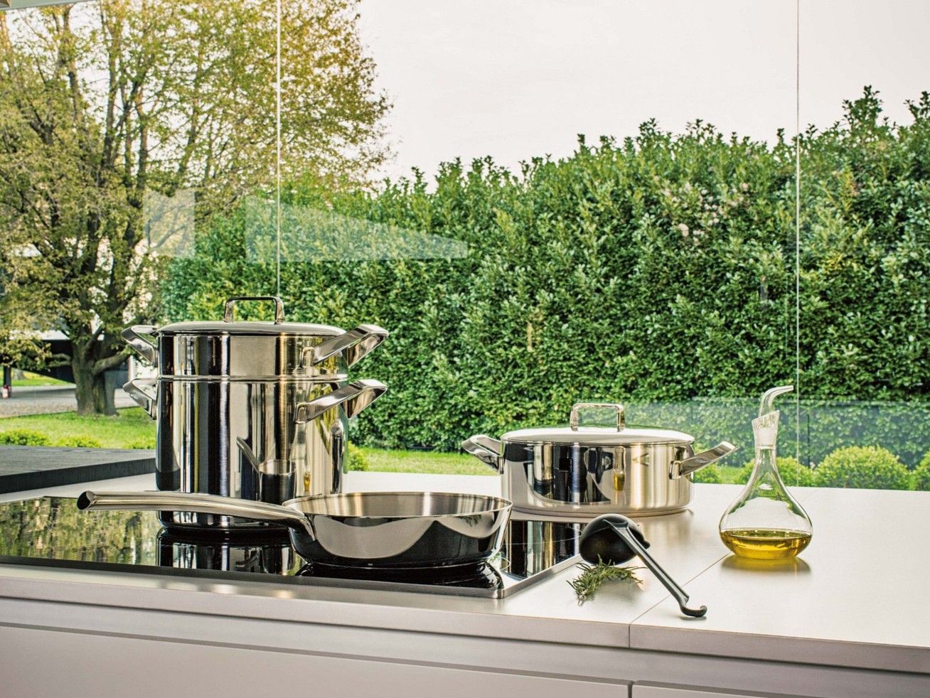 Высокий горшок из нержавеющей стали с крышкой и ручками Sambonet меню ARCH-00020155