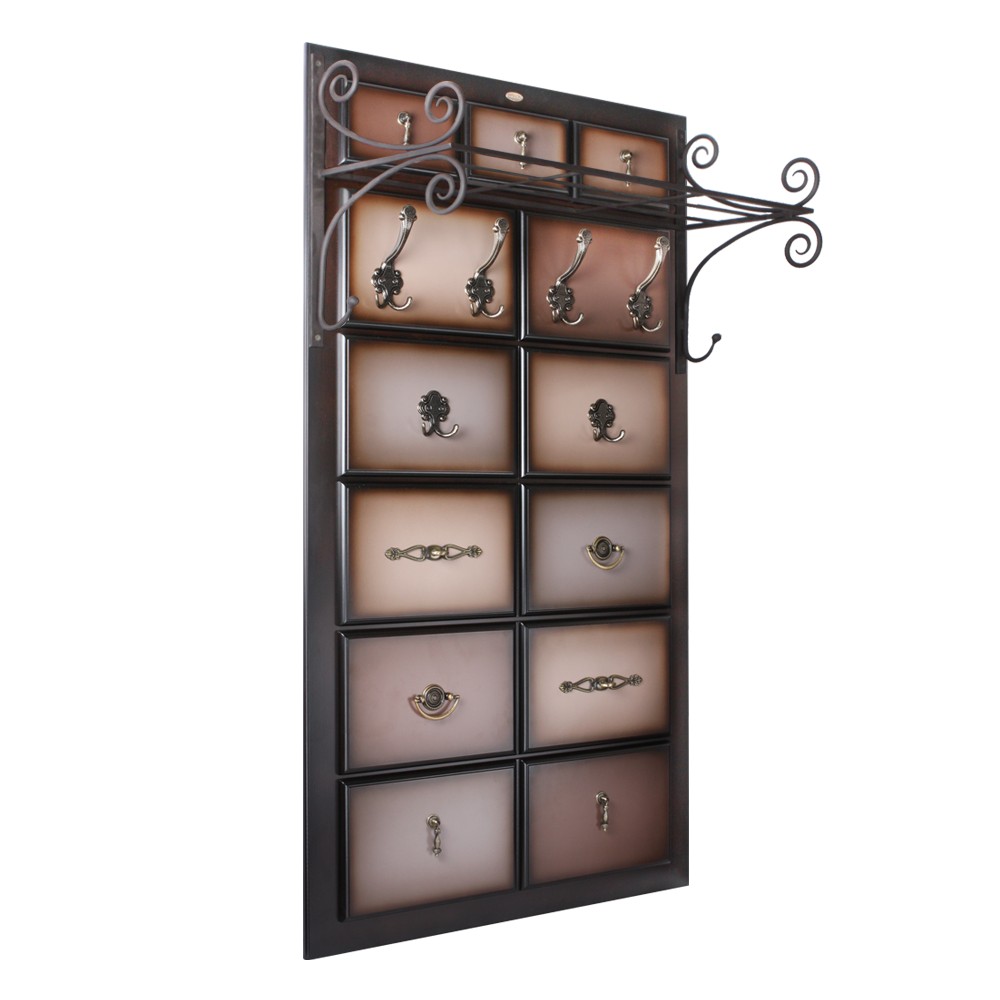 15004 Вешалка настенная Пандора 3 Орех Оберджин Шоколад BOGACHO 4627139508533 - Вид №1