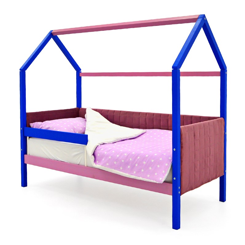 Детская кровать-домик мягкая синяя-лаванда Svogen БЕЛЬМАРКО  00-3873192 Розовый Santreyd  - Вид №1