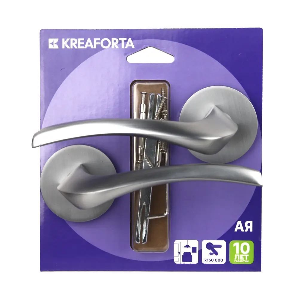 Дверная ручка на розетке KREAFORTA Ая без запирания цвет хром STLM-2073425 - Вид №3