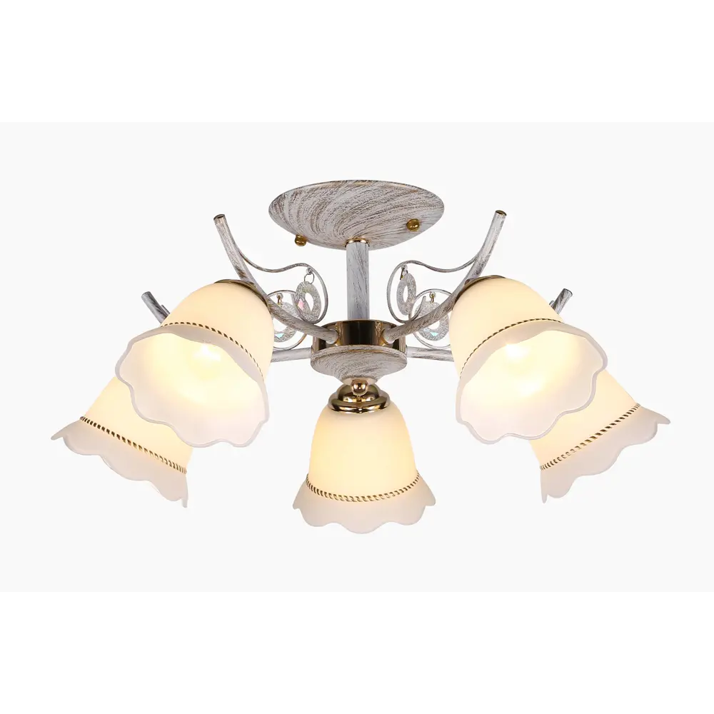 Люстра потолочная Winifred, 5 ламп, 15 м², цвет золотой/белый Toplight STLM-2175336