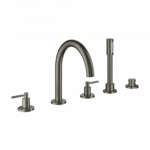 Смеситель для ванны GROHE Atrio New на 5 отверстий с ручным душем и переключателем, темный графит (19922AL3)