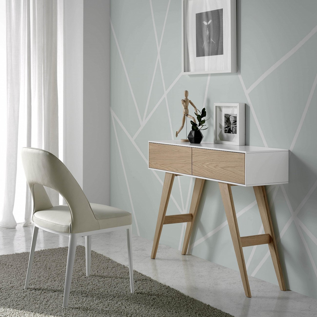 Консоль белая с деревянными ящиками, орех GOB-5438-3 от Angel Cerda ANGEL CERDA  241765 Орех;бежевый  - Вид №4