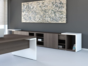 Низкий офисный шкаф с раздвижными дверями