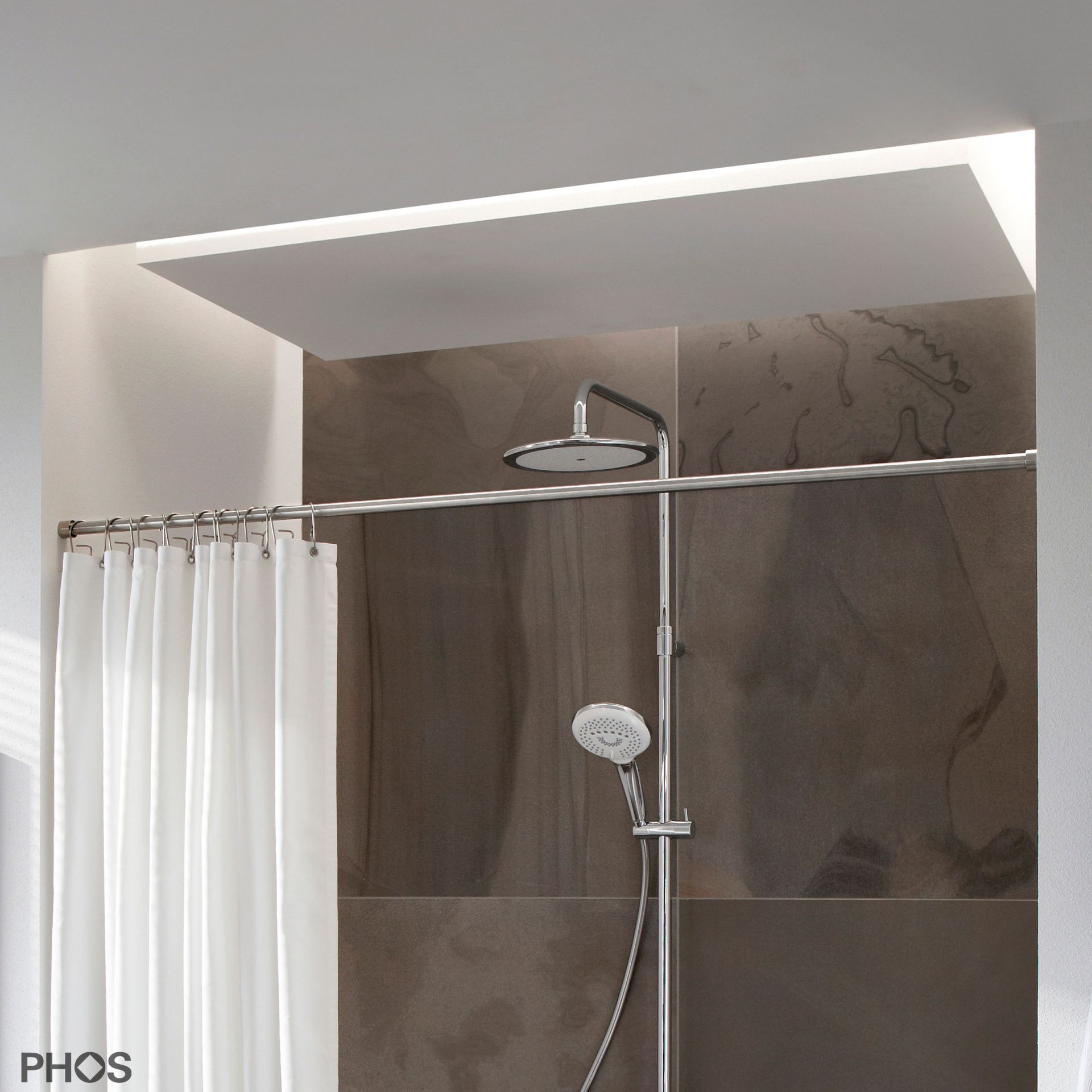 DSRN20-3 Карниз для душевой занавески в виде трубки ø20 мм от 160 до 200 см - на заказ PHOS 