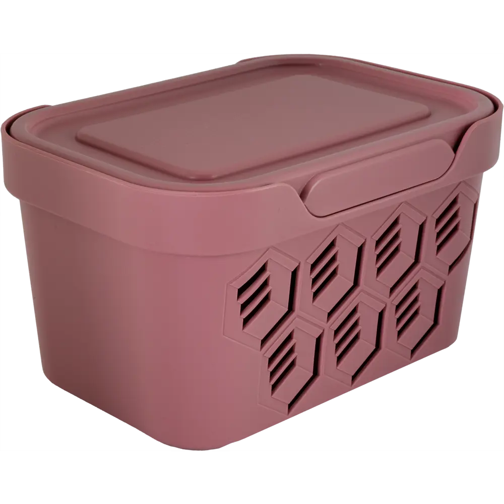 Ящик DELUXE с крышкой 19x13x11 см 1.9 л пластик цвет розовый БЫТПЛАСТ STLM-2039346 - Вид №1