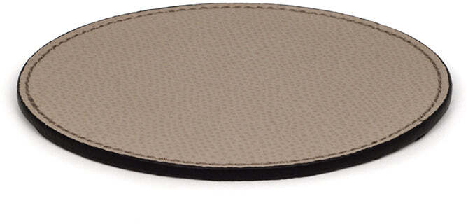 Круглая подставка - Ø 10 см / тканая кожа_черная