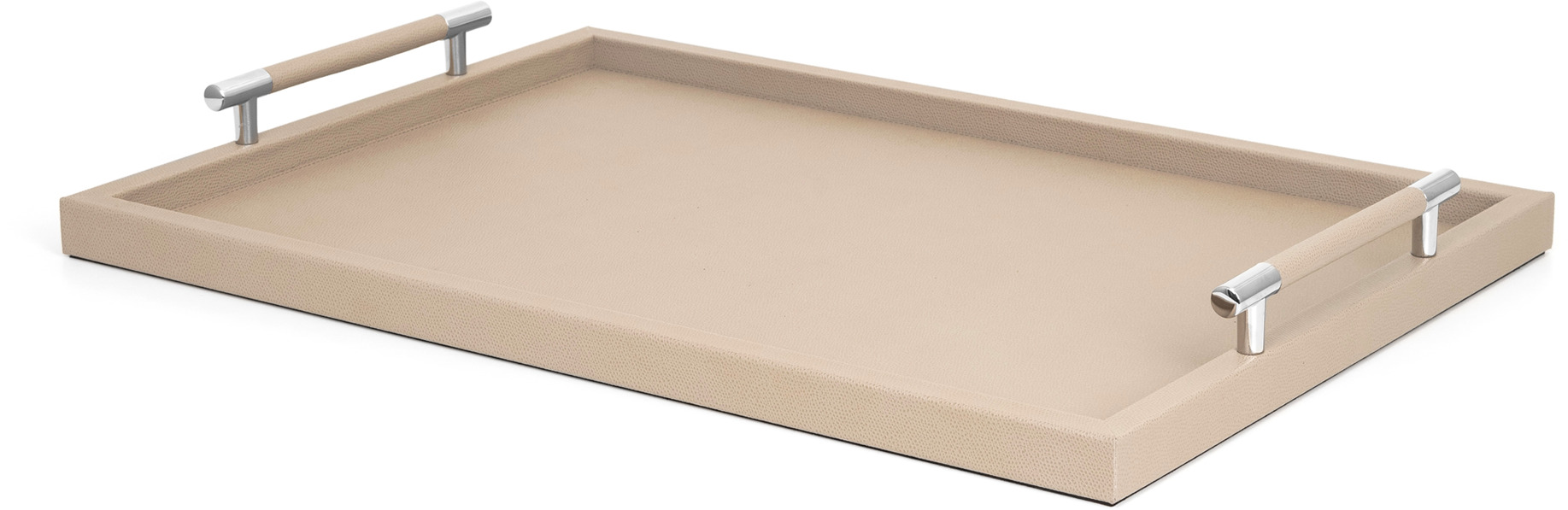 Поднос Дедало - 20,5X31 см/металл-хром/зернистая кожа_верблюжий