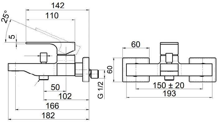 Remer Rubinetterie Смеситель для ванны настенный Absolute Au-05 - Вид №2