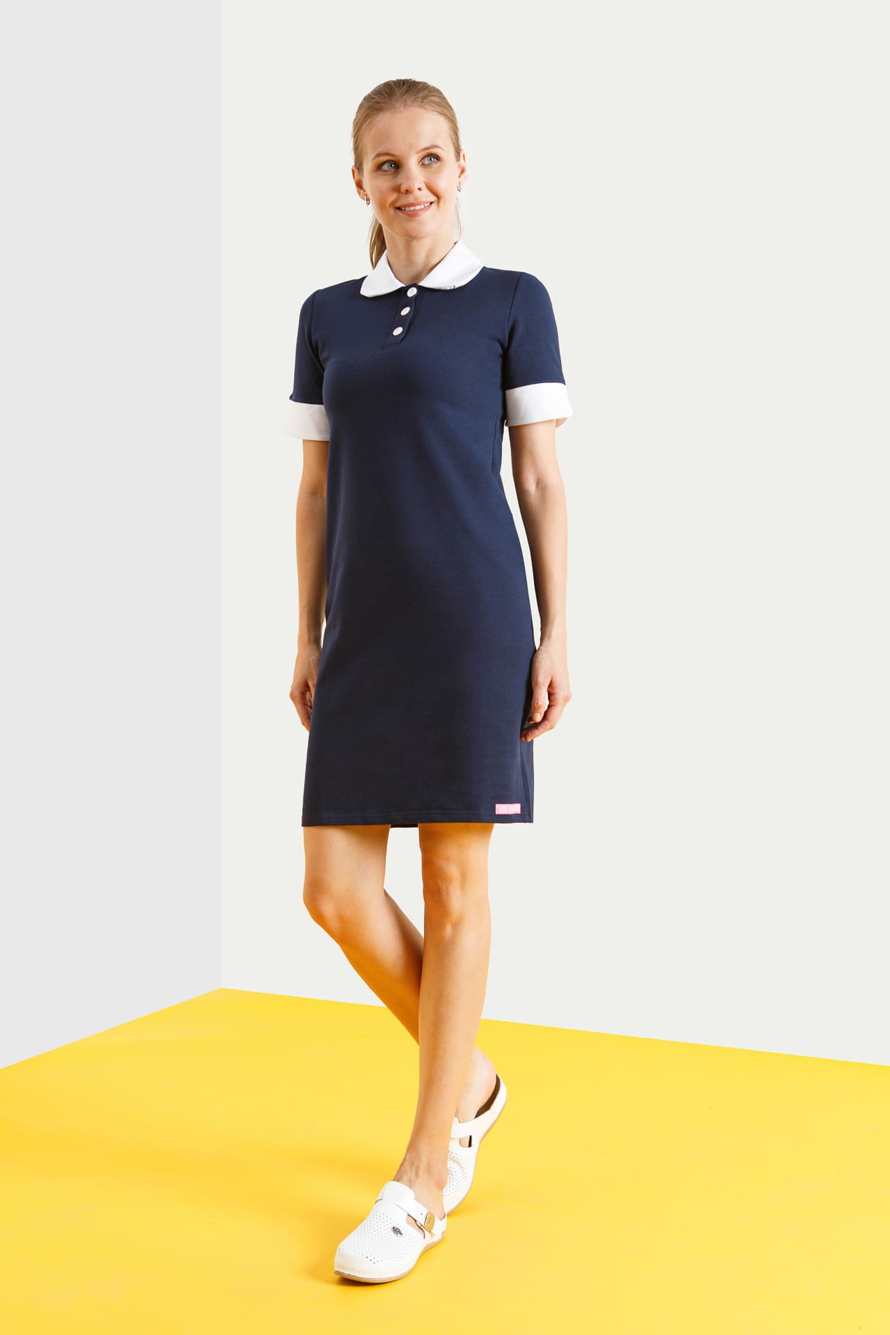 64659 Платье-поло трикотажное цвет NAVY (темно-синий) GRACE  Одежда для обслуживающего персонала  размер 48 (L)  - Вид №2