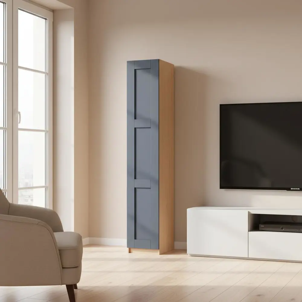 Шкаф распашной Реймс серый с  4 полками и 4 ящиками 40х232,2х54,5 ЛДСП каркас дуб комано Santreyd Лион STLM-2160213