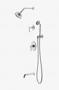 HGSP17 Душевой комплект Highgate с балансировкой давления с 5-дюймовой душевой лейкой, ручным душем, изливом ванны и переключающей ручкой Waterworks