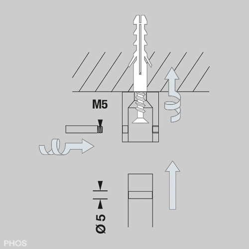 T5DG Подвесной шкаф с платяной штангой, 10 вращающимися крючками и стеклянной полкой PHOS  - Вид №3