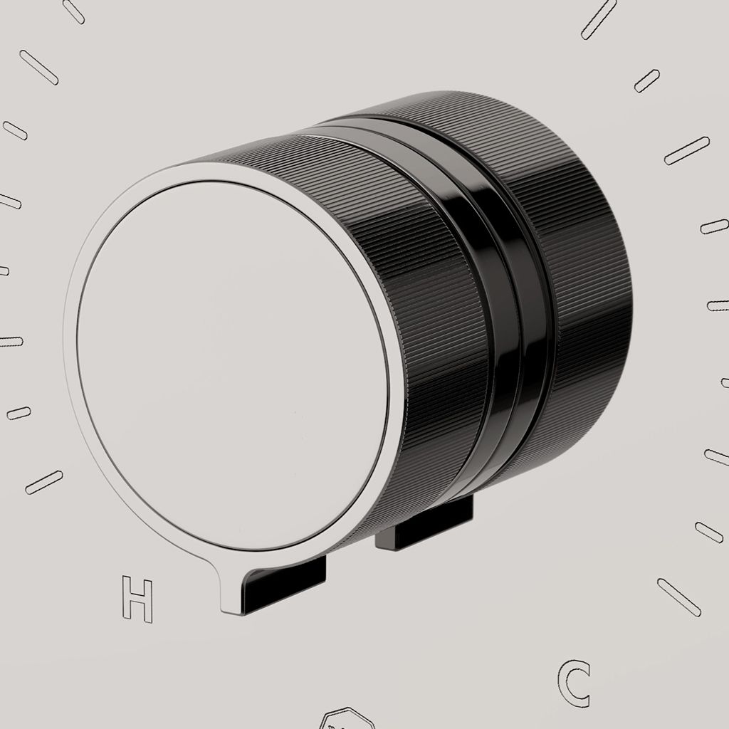 BTH14A Квадратный термостатический регулирующий клапан серии Bond Tandem с ручкой с гильошированными линиями Waterworks - Вид №1