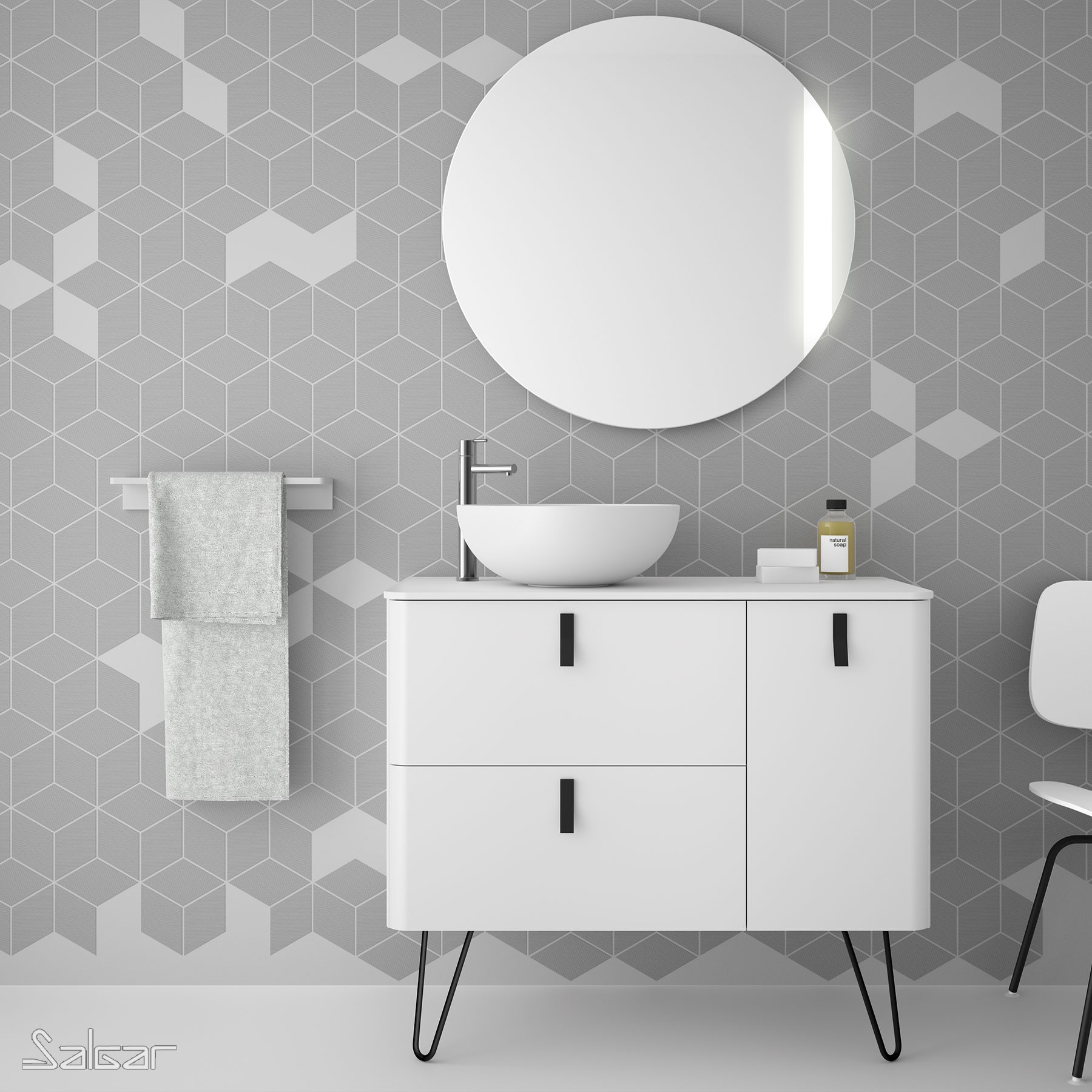 24731 SALGAR Полка для полотенец 601-800 мм SOLID SURFACE  - Вид №2