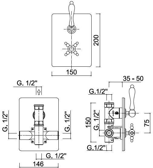 Rubinetteria Giulini Термостатический смеситель для душа Praga - praga crystal F8212-pr - Вид №1