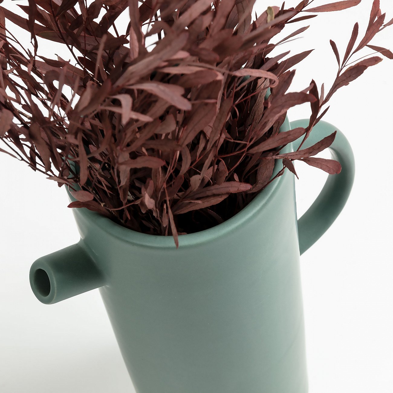 Ваза керамическая цилиндр с носиком и ручкой темно-зеленая 30 см Lindburg от La Forma LA FORMA LINDBURG 343215 Зеленый  - Вид №1