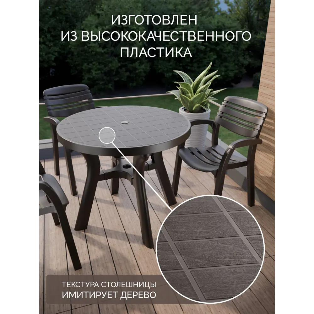 Стол садовый Атлант 90x90x77 см пластик мокко Santreyd STLM-2163995 - Вид №6