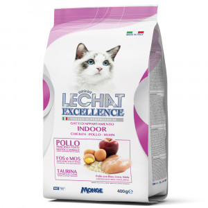 ПР0059843 Корм для кошек EXCELLENCE Indoor для живущих в помещении, курица, рис, яйца, яблоки сух. 400г LECHAT